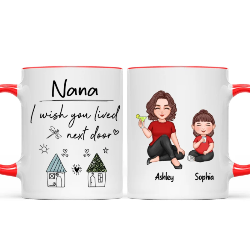 Wish You Lived Next Door Grandma & Grandkids Personalized Mug - Image 8