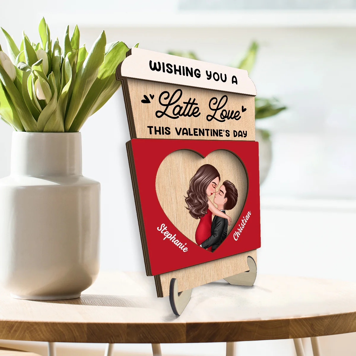 Wishing You A Latte Love Gift For Him Gift For Her Personalized 2-layer Wooden Plaque - Image 3
