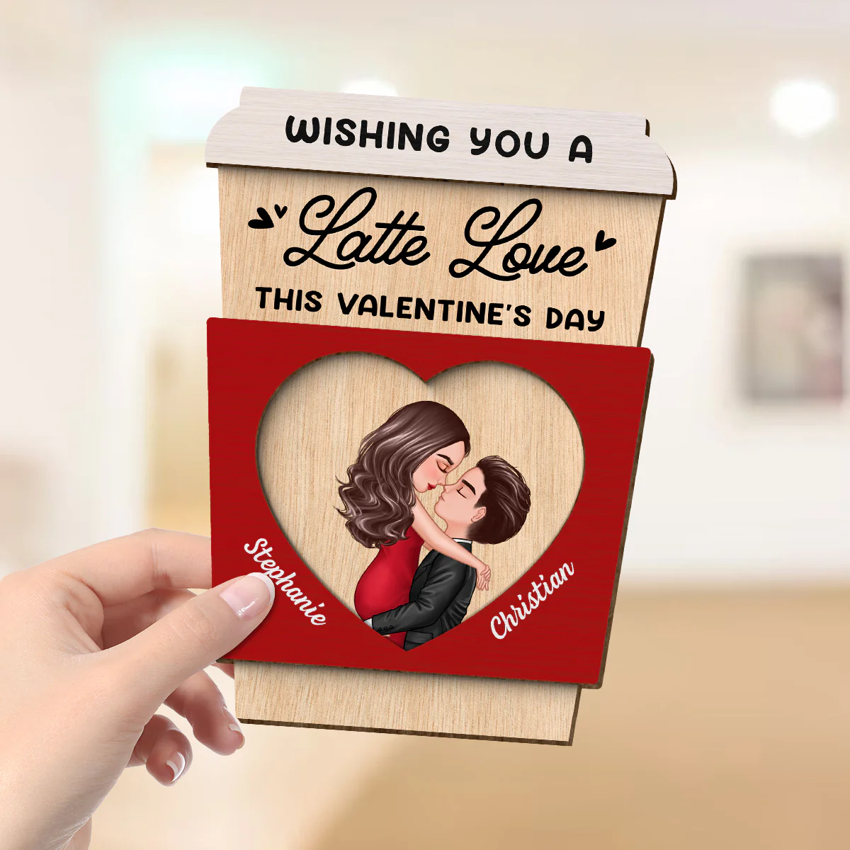 Wishing You A Latte Love Gift For Him Gift For Her Personalized 2-layer Wooden Plaque - Image 4