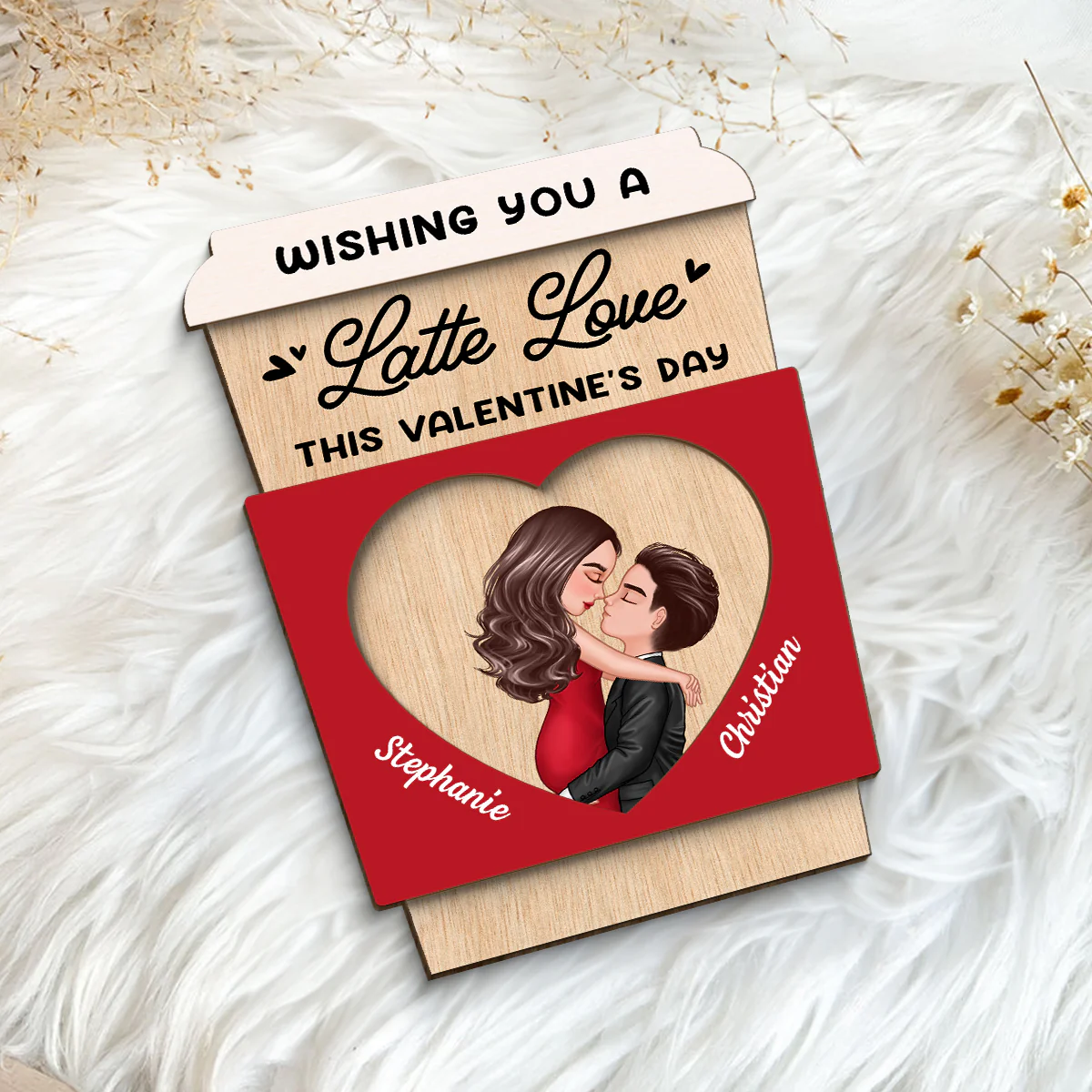 Wishing You A Latte Love Gift For Him Gift For Her Personalized 2-layer Wooden Plaque - Image 5