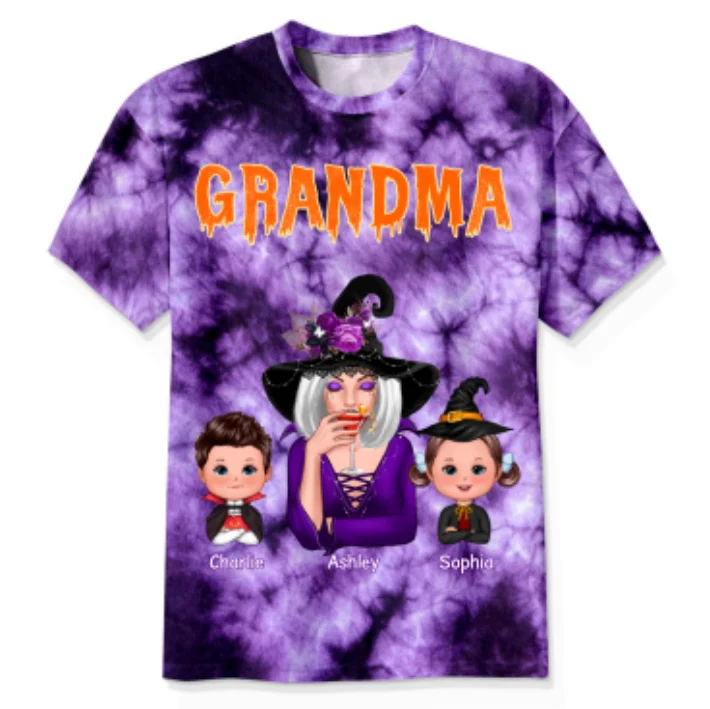 Witch Grandma & Kids Personalized Shirt, Halloween Costume for Grandma - Image 11