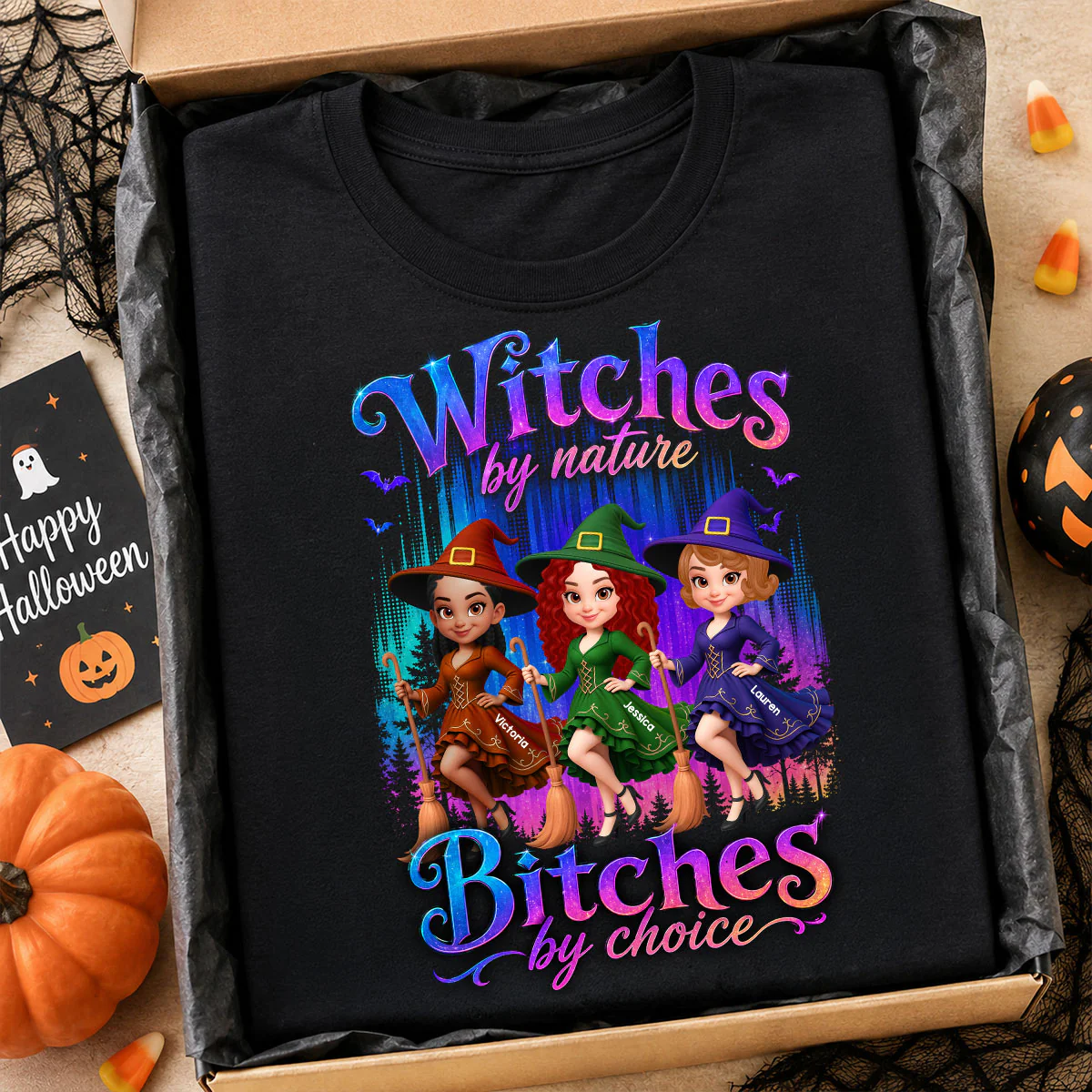 Witches by Nature Bitches by Choice - Personalized Shirt - Halloween Matching Shirts for Best Friends - Image 2