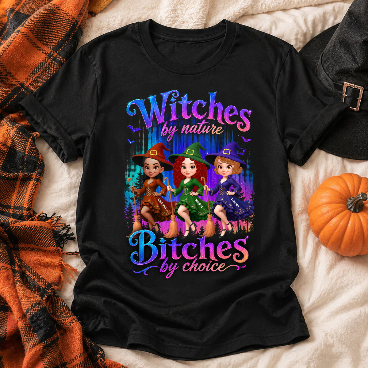 Witches by Nature Bitches by Choice - Personalized Shirt - Halloween Matching Shirts for Best Friends - Image 4