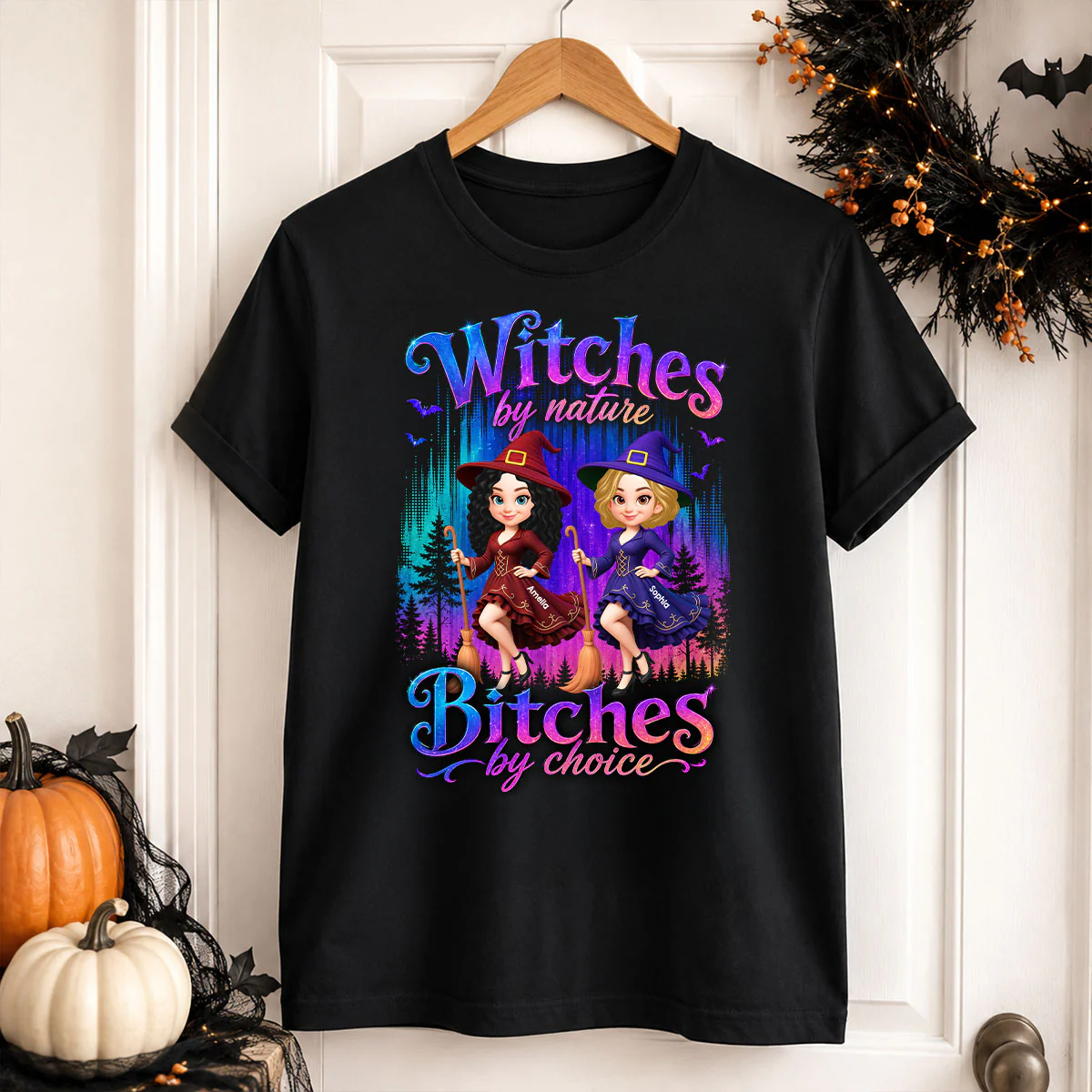 Witches by Nature Bitches by Choice - Personalized Shirt - Halloween Matching Shirts for Best Friends - Image 6