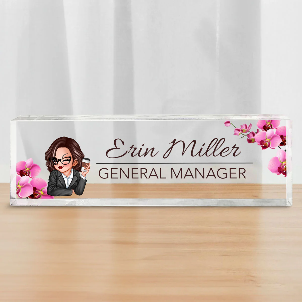 Woman Office Personalized Acrylic Desk Name Plate, Office Desk Decor, Gift For Colleagues, Coworkers