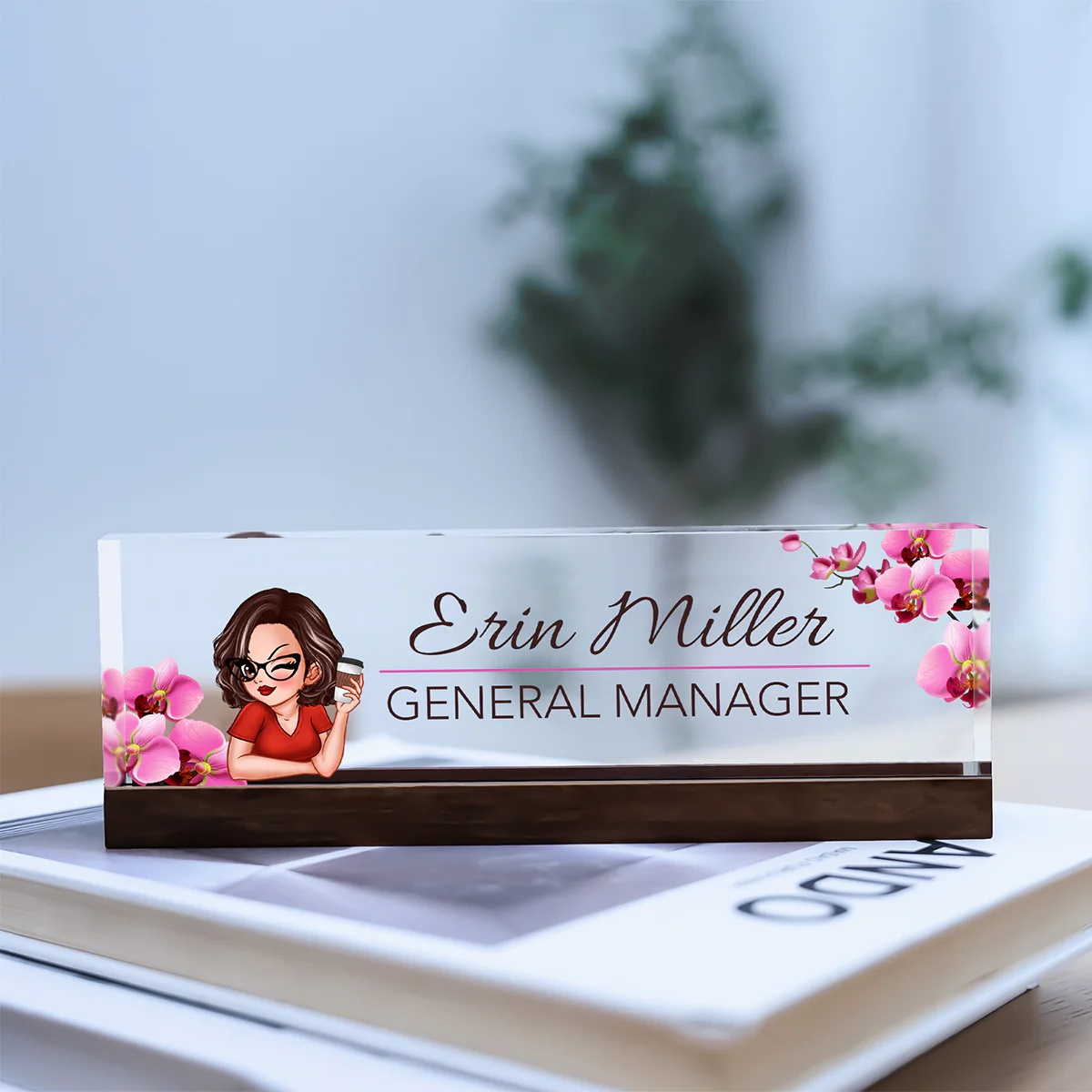 Woman Office Personalized Acrylic Desk Name Plate, Office Desk Decor, Gift For Colleagues, Coworkers - Image 13