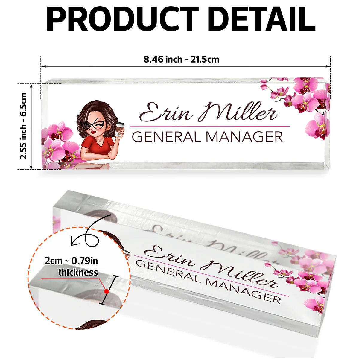 Woman Office Personalized Acrylic Desk Name Plate, Office Desk Decor, Gift For Colleagues, Coworkers - Image 15