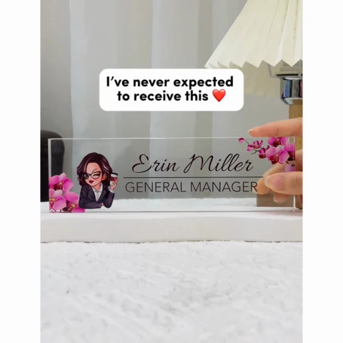 Woman Office Personalized Acrylic Desk Name Plate, Office Desk Decor, Gift For Colleagues, Coworkers - Image 2