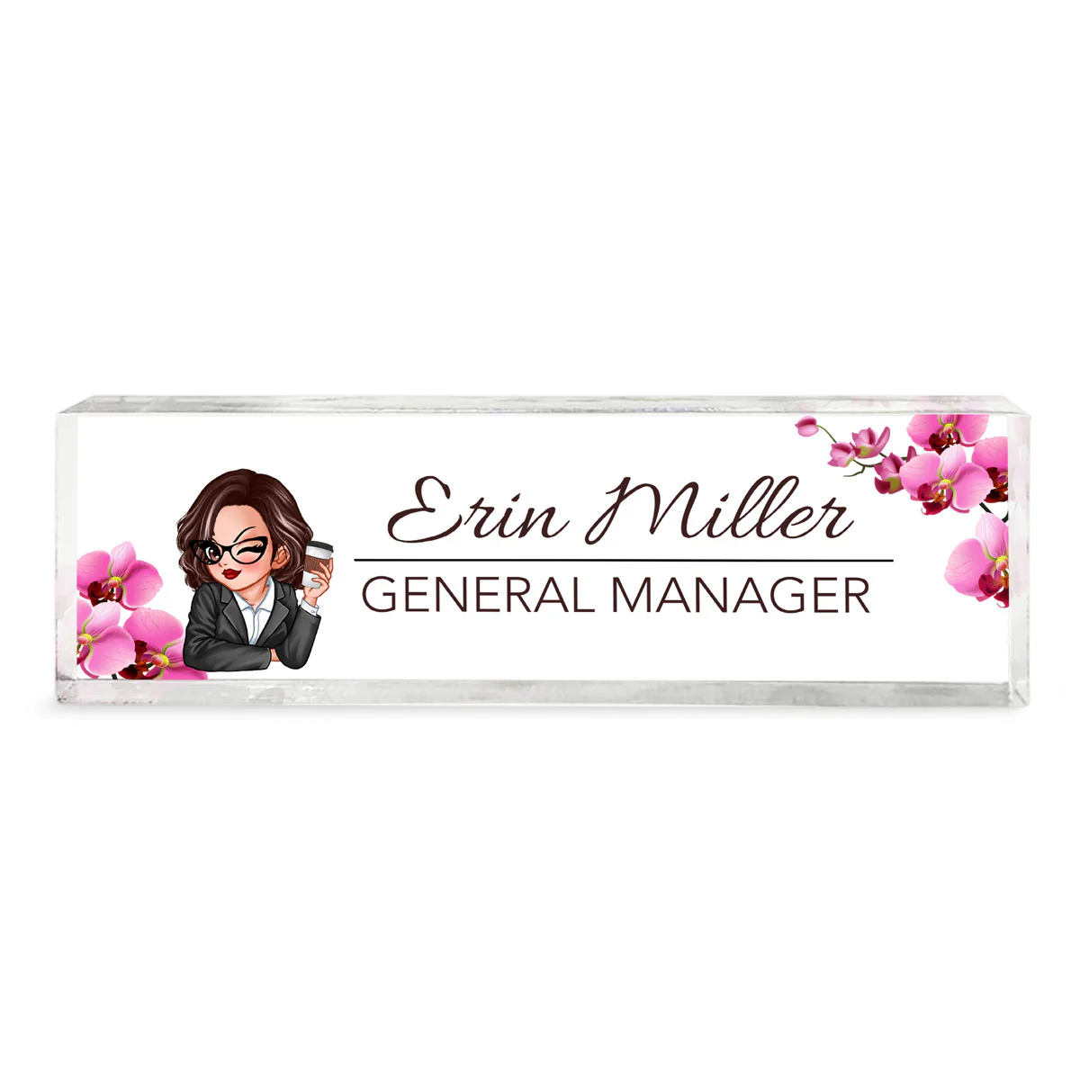 Woman Office Personalized Acrylic Desk Name Plate, Office Desk Decor, Gift For Colleagues, Coworkers - Image 3