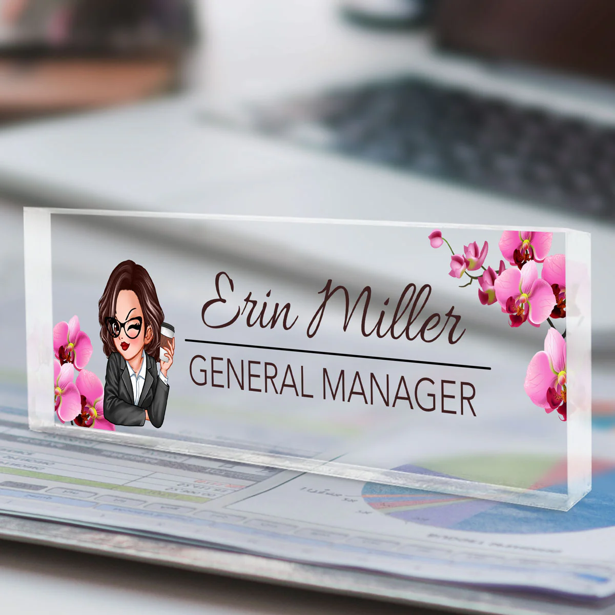Woman Office Personalized Acrylic Desk Name Plate, Office Desk Decor, Gift For Colleagues, Coworkers - Image 4