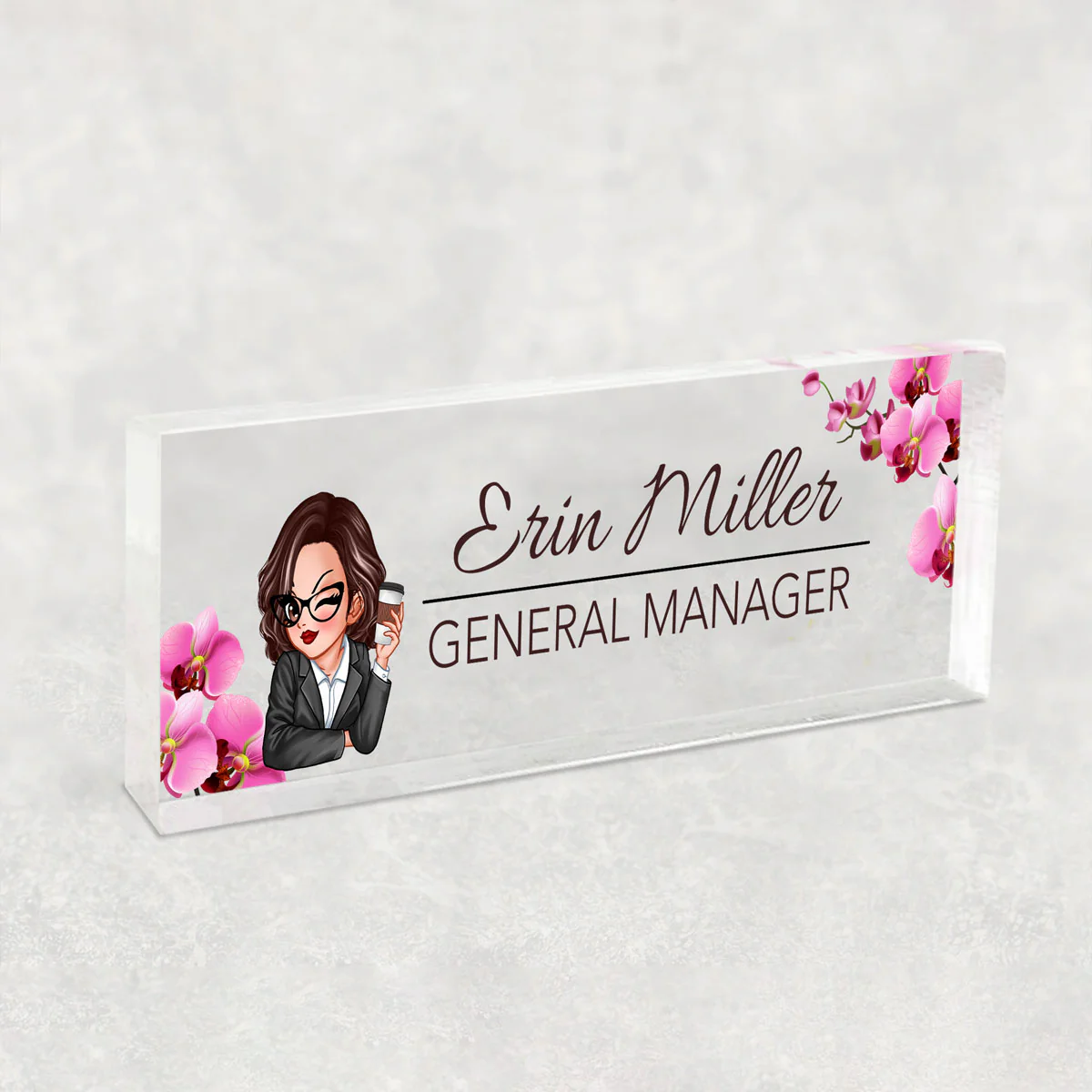 Woman Office Personalized Acrylic Desk Name Plate, Office Desk Decor, Gift For Colleagues, Coworkers - Image 5