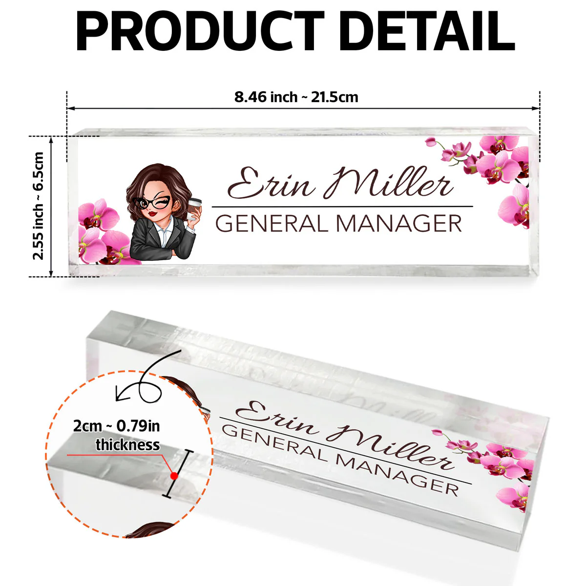Woman Office Personalized Acrylic Desk Name Plate, Office Desk Decor, Gift For Colleagues, Coworkers - Image 6