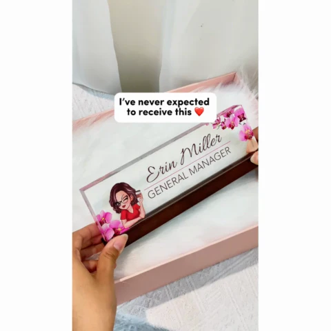 Woman Office Personalized Acrylic Desk Name Plate, Office Desk Decor, Gift For Colleagues, Coworkers - Image 9