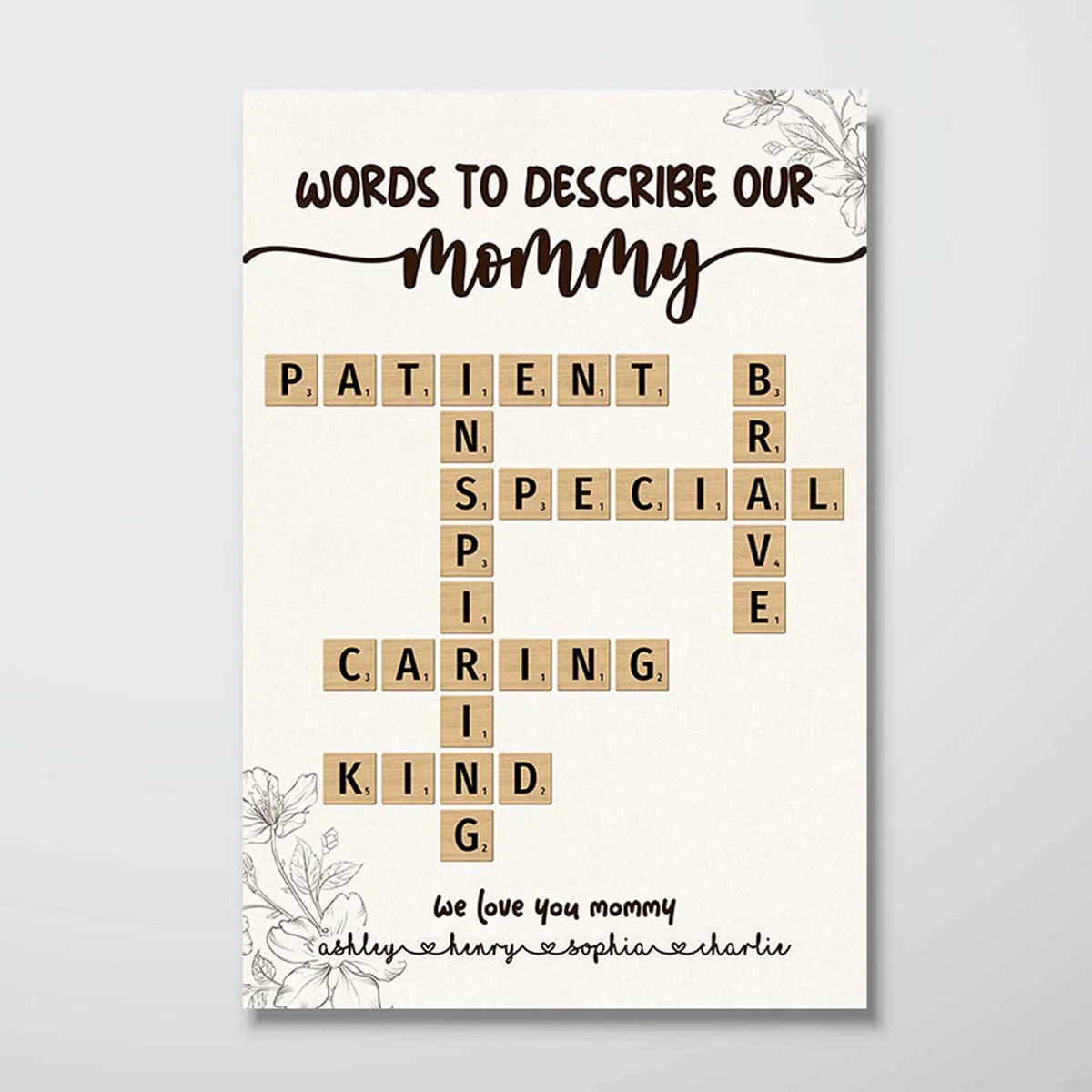Words To Describe Our Mommy Crossword Puzzle Create Your Own Unique Gift Personalized Poster, Mother‘s Day Gift