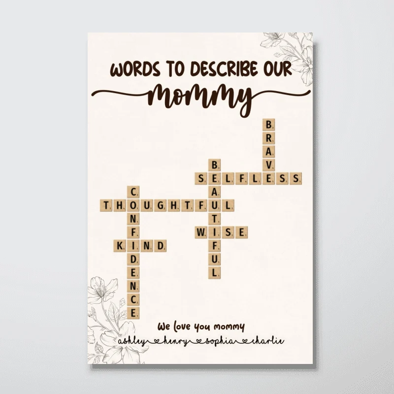 Words To Describe Our Mommy Crossword Puzzle Create Your Own Unique Gift Personalized Poster, Mother‘s Day Gift - Image 6