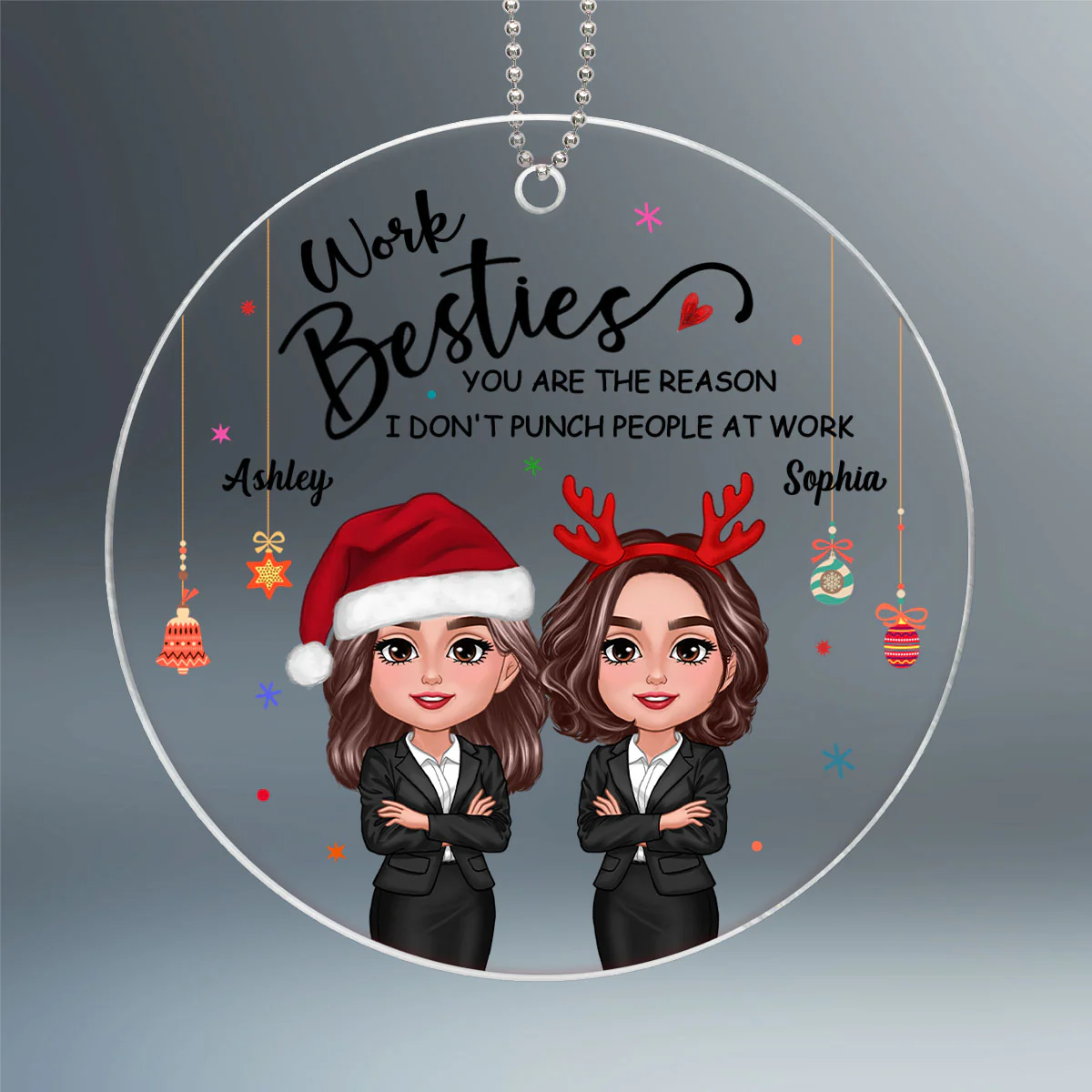 Work Besties Christmas Personalized Acrylic Ornament, Gift For Colleagues - Image 2
