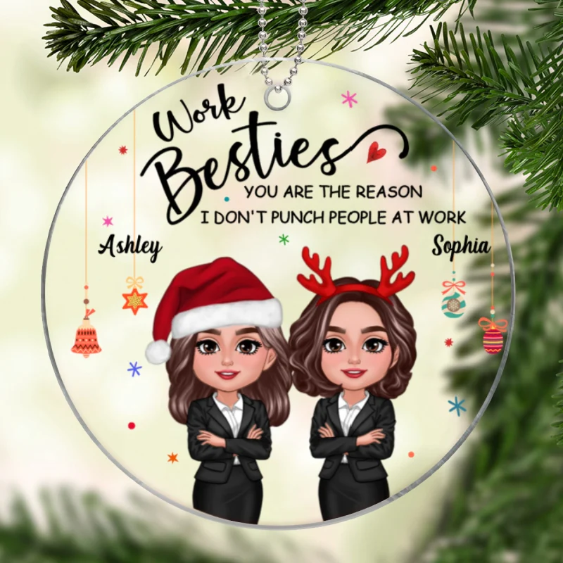Work Besties Christmas Personalized Acrylic Ornament, Gift For Colleagues - Image 8