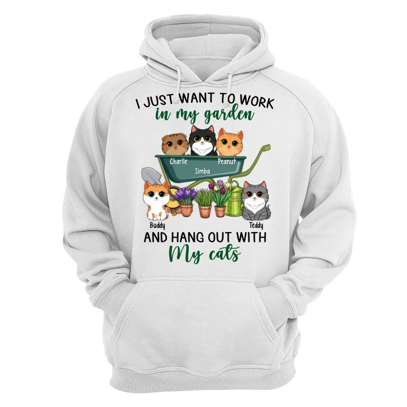 Work In Garden And Hang Out With Cats Cute Cat Vector Personalized Shirt - Image 13