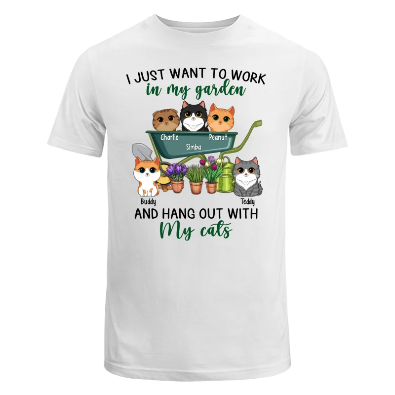 Work In Garden And Hang Out With Cats Cute Cat Vector Personalized Shirt - Image 5