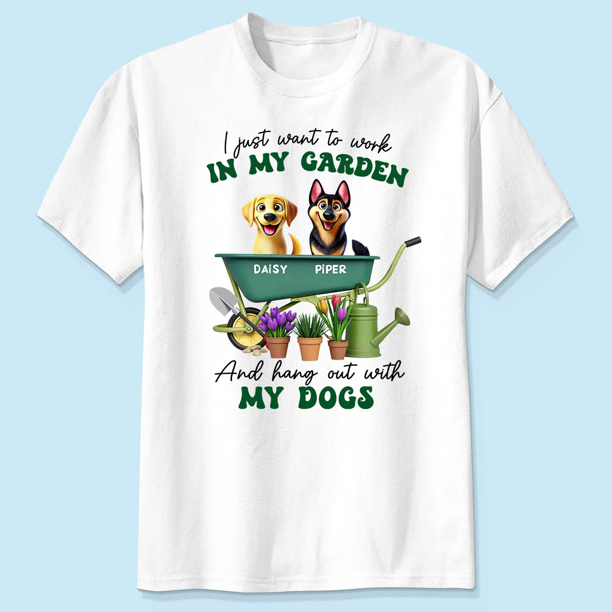 Work In Garden And Hang Out With My Dogs Personalized Shirt, 3D Cute Dogs - Image 2