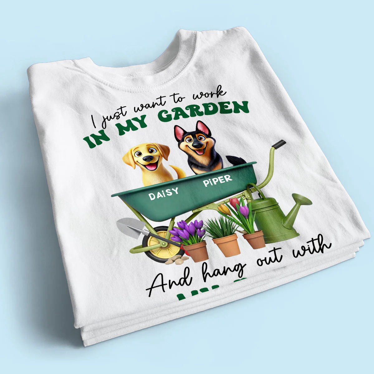 Work In Garden And Hang Out With My Dogs Personalized Shirt, 3D Cute Dogs - Image 3