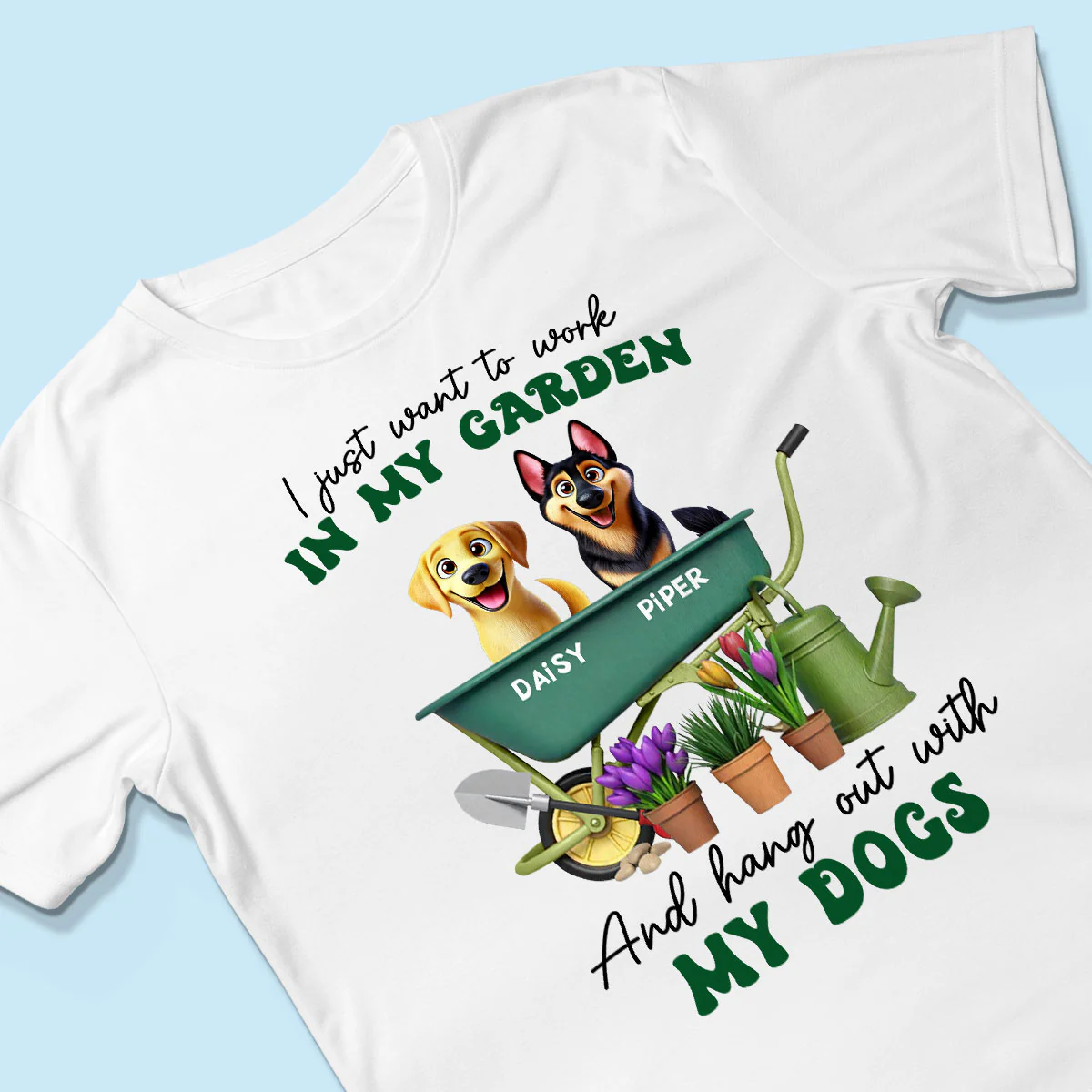 Work In Garden And Hang Out With My Dogs Personalized Shirt, 3D Cute Dogs - Image 4