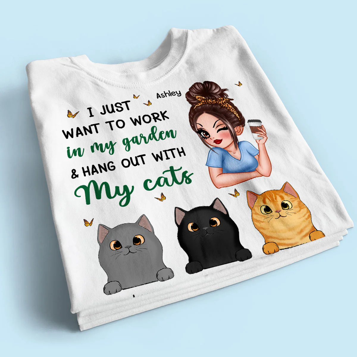 Work In My Garden And Hang Out With My Cats Plant Lady Personalized Shirt - Image 2