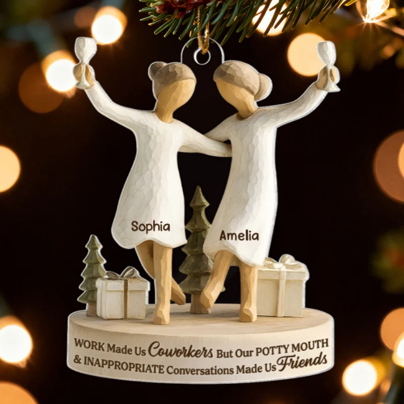Work Made Us Coworkers - Personalized Acrylic Ornament - Funny Christmas Gift for Coworkers, Work Besties - Image 11