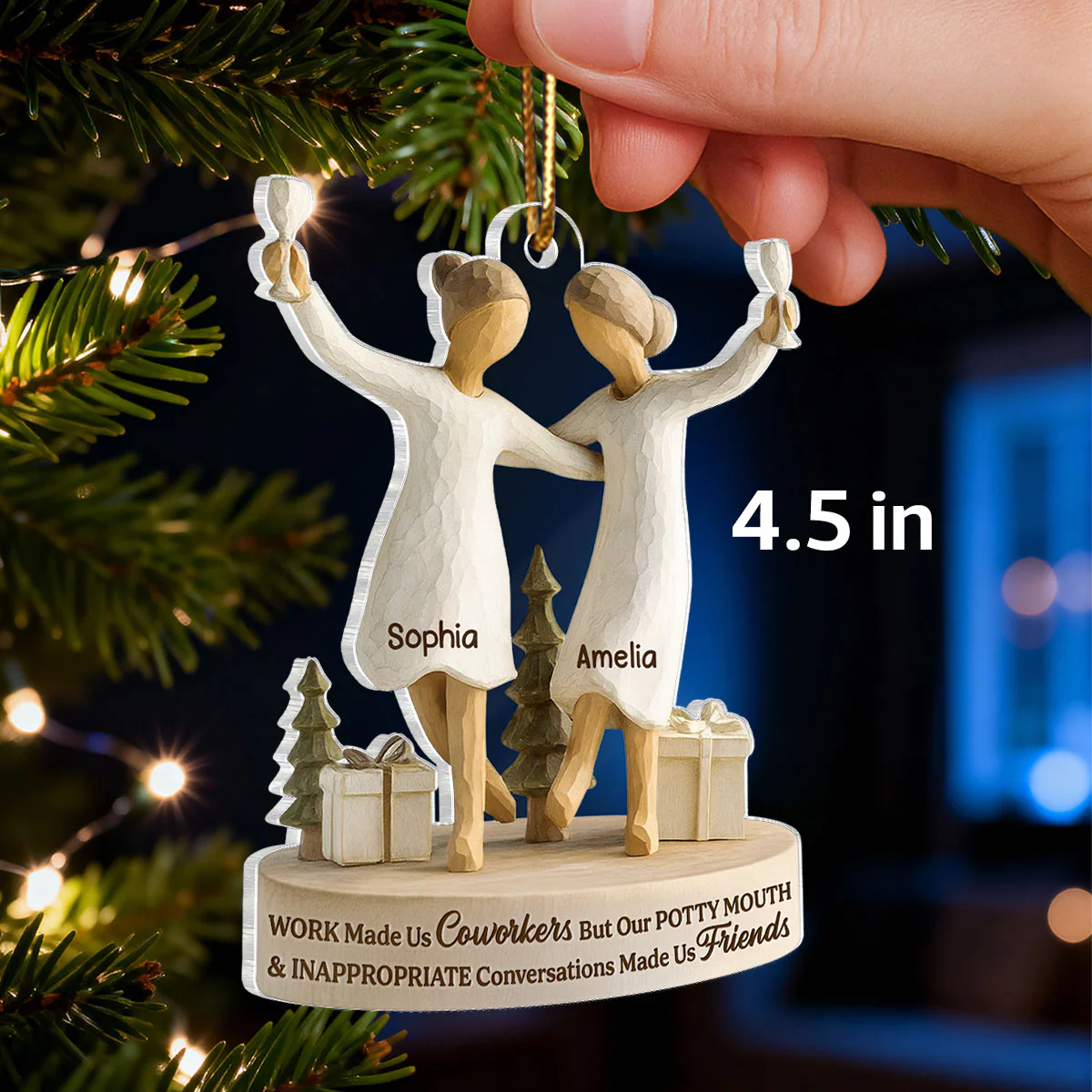 Work Made Us Coworkers - Personalized Acrylic Ornament - Funny Christmas Gift for Coworkers, Work Besties - Image 2