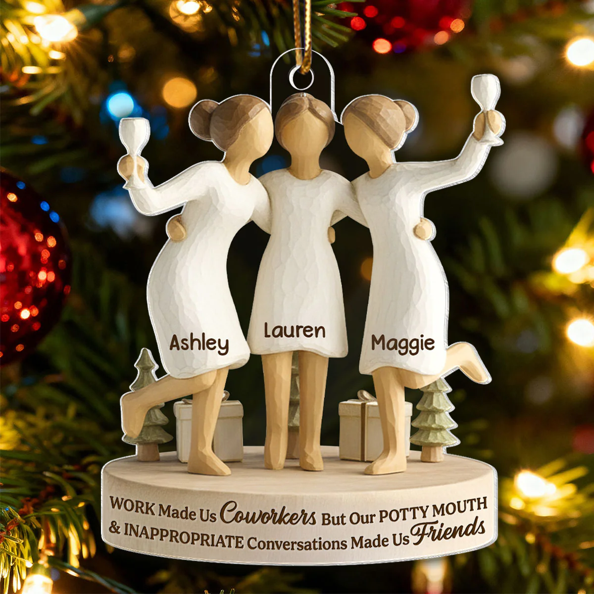 Work Made Us Coworkers - Personalized Acrylic Ornament - Funny Christmas Gift for Coworkers, Work Besties - Image 5