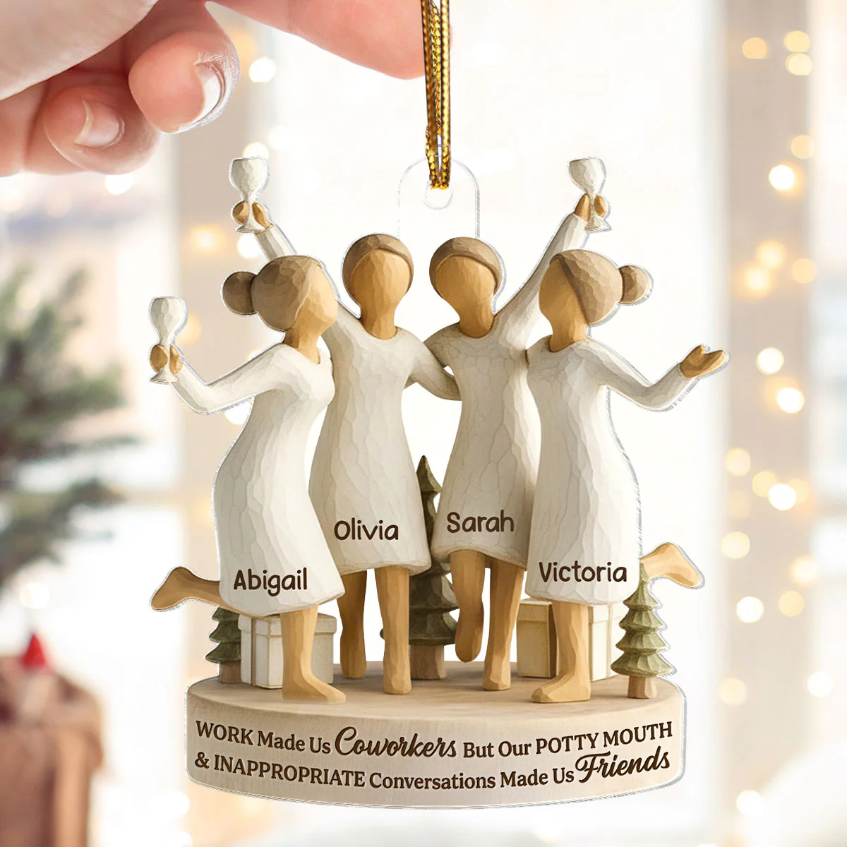Work Made Us Coworkers - Personalized Acrylic Ornament - Funny Christmas Gift for Coworkers, Work Besties - Image 6