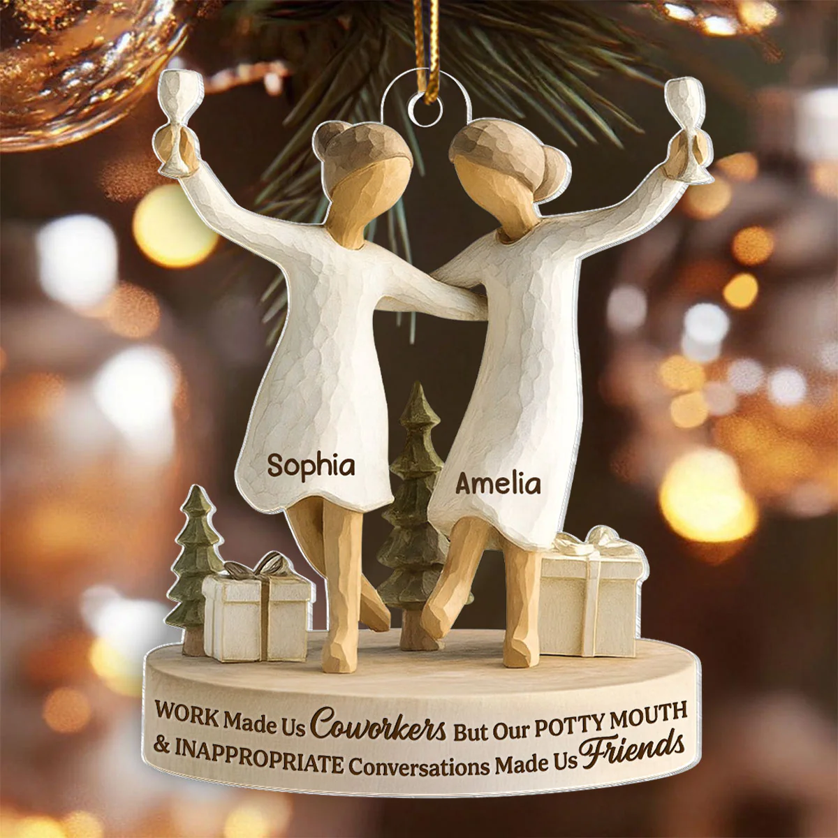 Work Made Us Coworkers - Personalized Acrylic Ornament - Funny Christmas Gift for Coworkers, Work Besties - Image 7