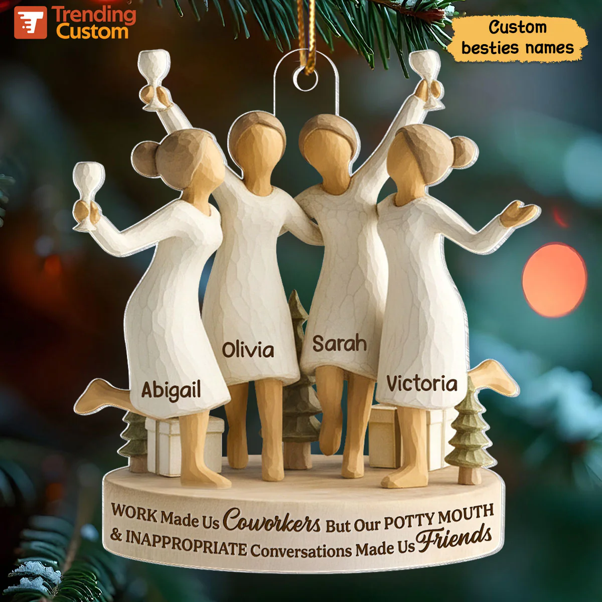 Work Made Us Coworkers - Personalized Acrylic Ornament - Funny Christmas Gift for Coworkers, Work Besties - Image 8