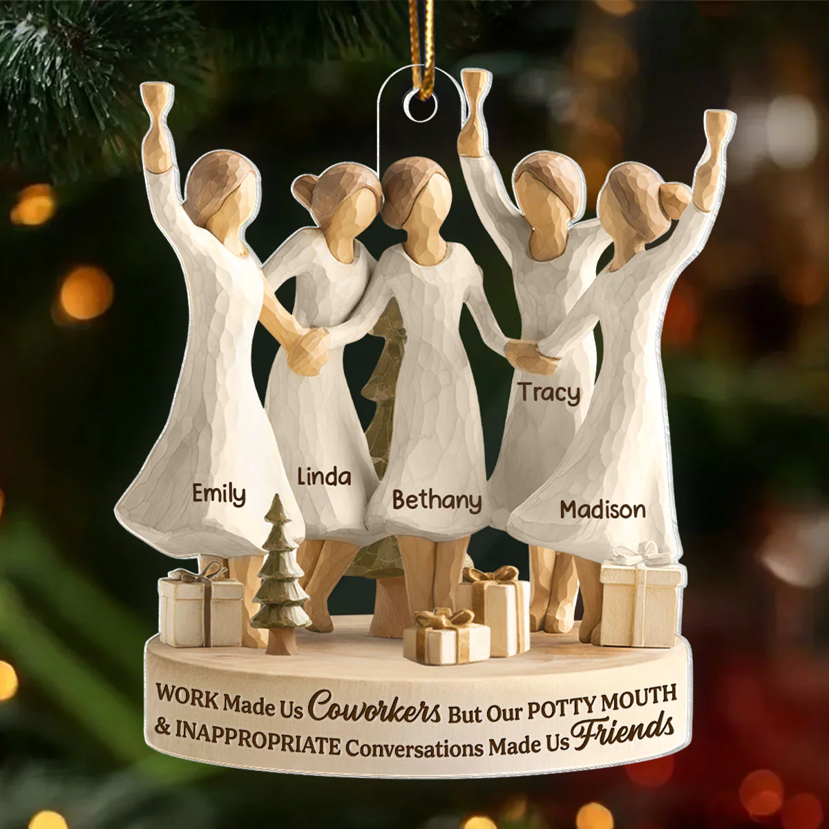 Work Made Us Coworkers - Personalized Acrylic Ornament - Funny Christmas Gift for Coworkers, Work Besties - Image 9