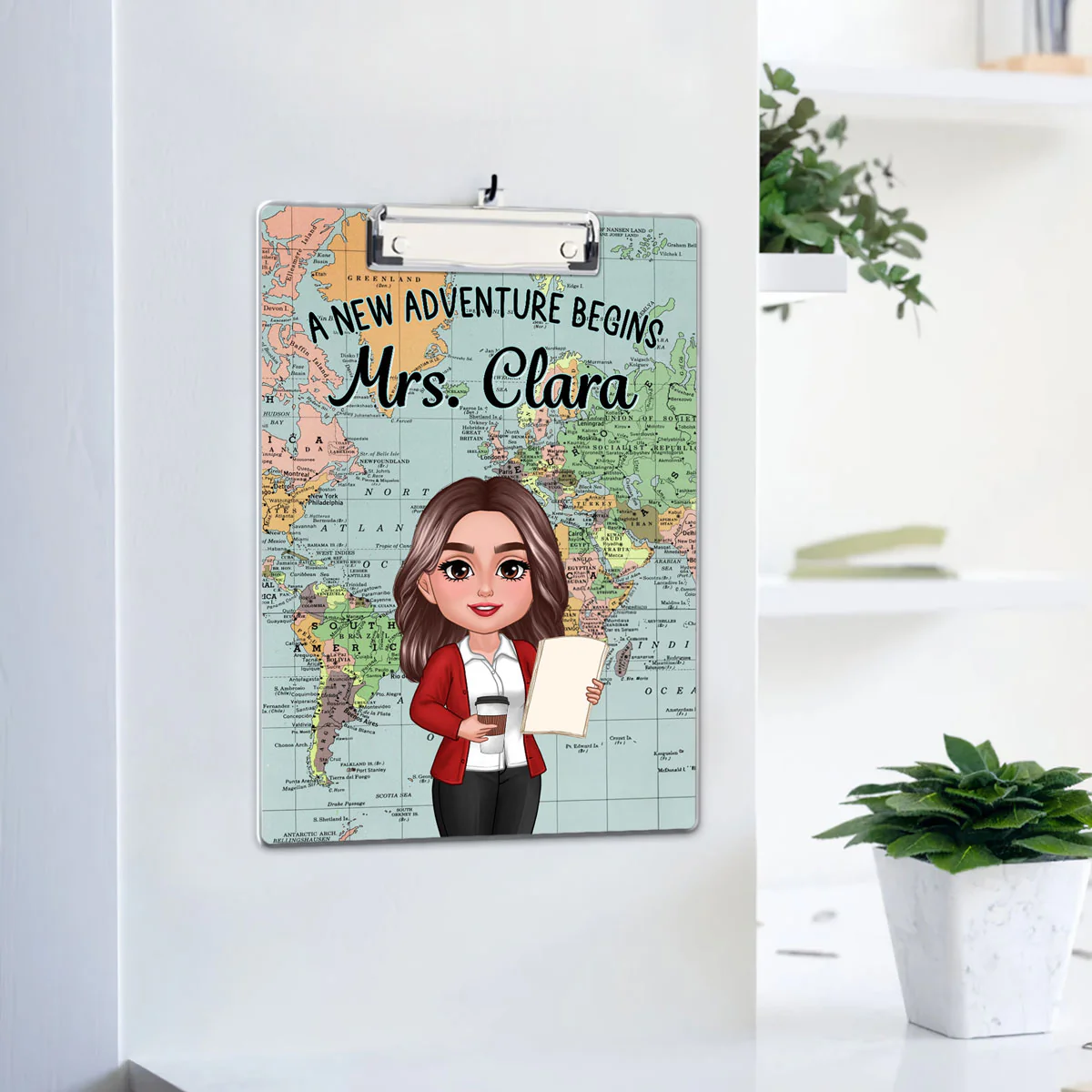 World Map Adventure Themed Teacher Personalized Clipboard, Back To School Gift For Teacher, Colleagues - Image 3