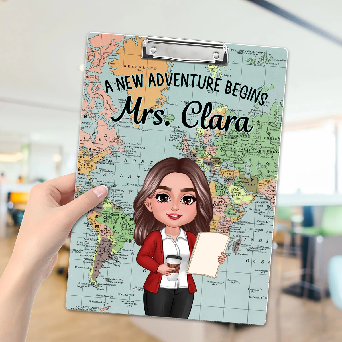 World Map Adventure Themed Teacher Personalized Clipboard, Back To School Gift For Teacher, Colleagues - Image 9