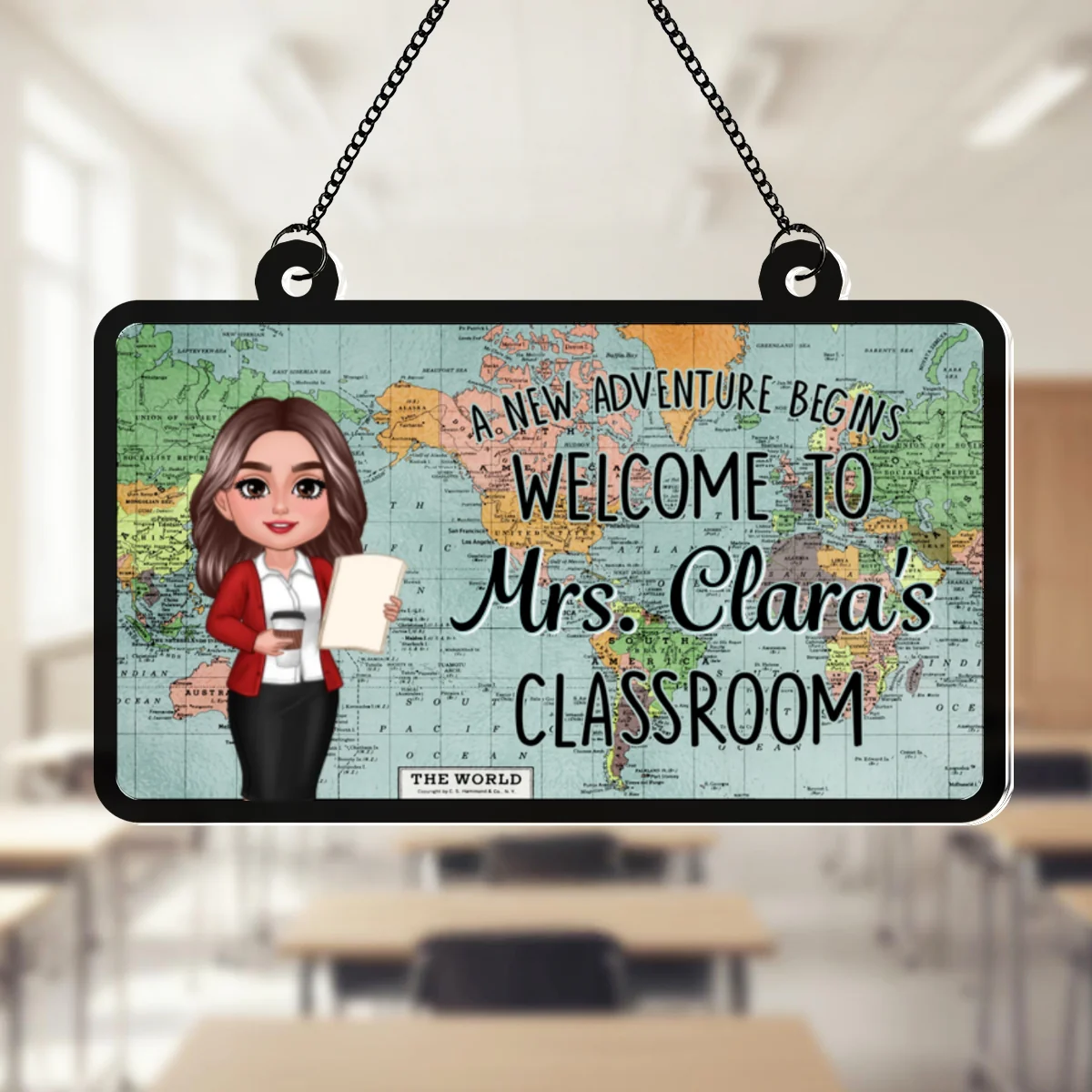 World Map Adventure Themed Welcome To Classroom Personalized Acrylic Suncatcher, Back To School, Classroom Decor - Image 7