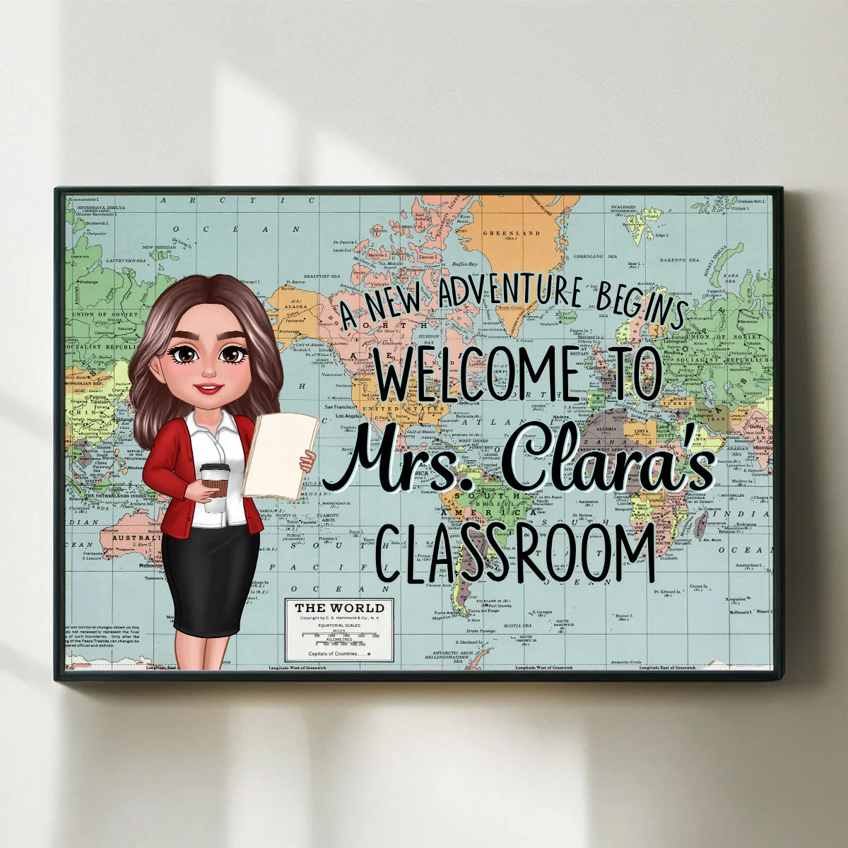World Map Adventure Themed Welcome To Classroom Personalized Poster, Back To School, Classroom Decor