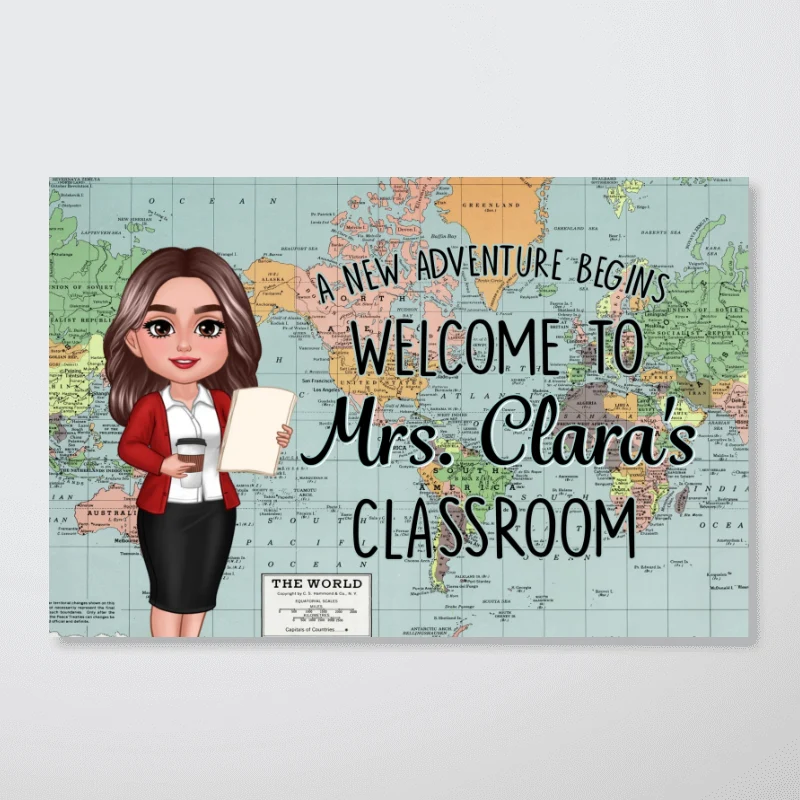 World Map Adventure Themed Welcome To Classroom Personalized Poster, Back To School, Classroom Decor - Image 9