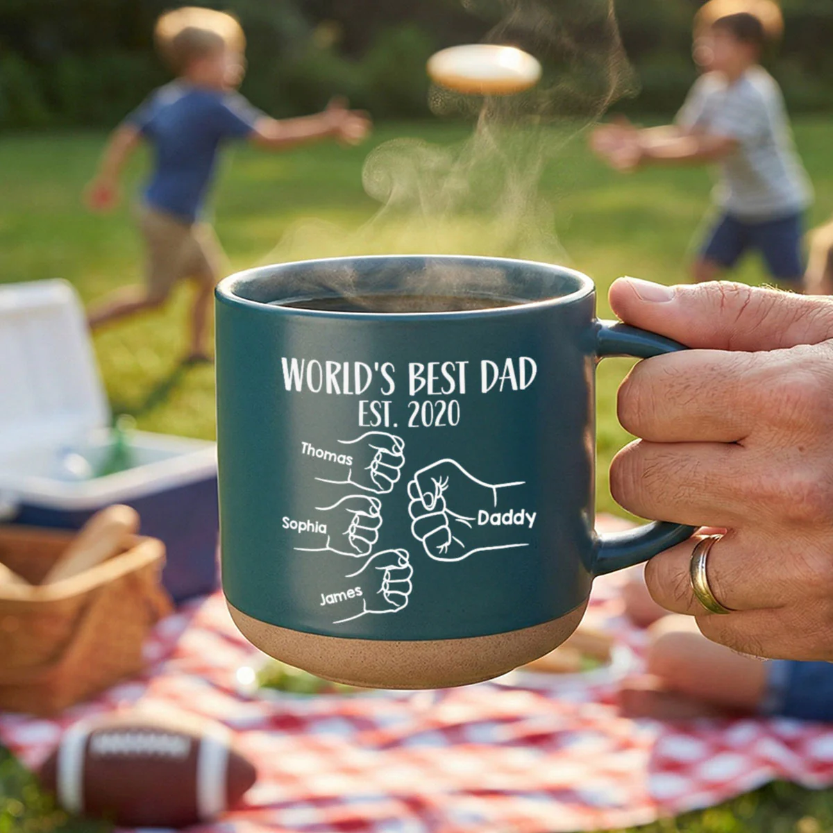 World's Best Dad Fist Bump - Personalized Pottery Mug - Gift For Dad - Image 10