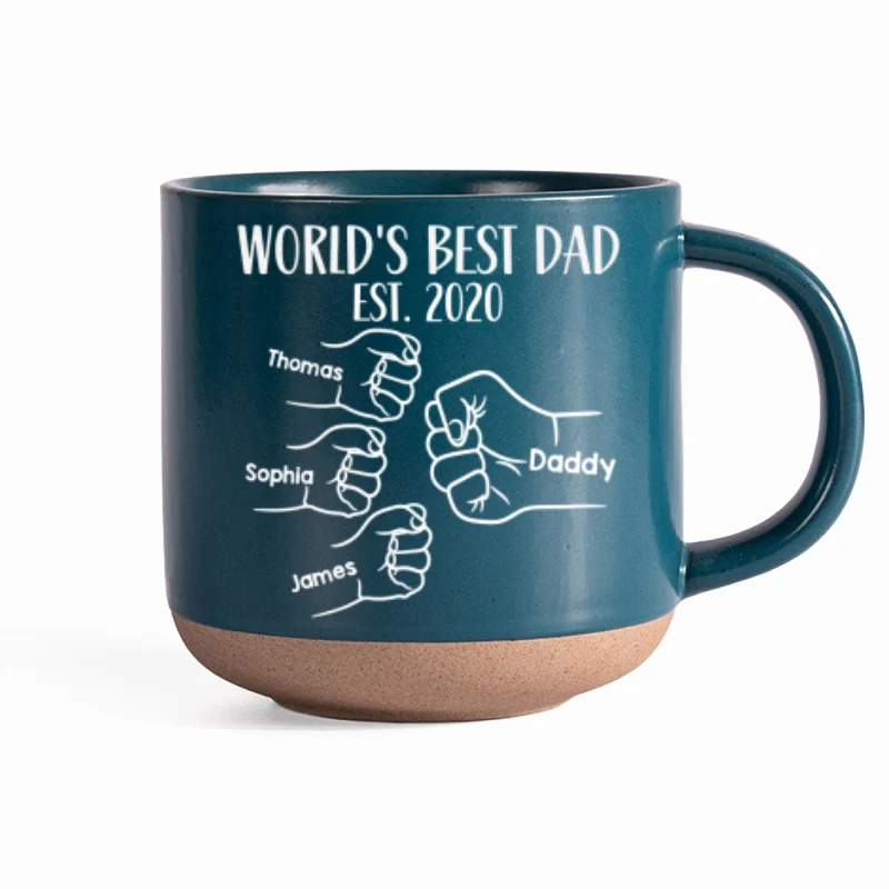 World's Best Dad Fist Bump - Personalized Pottery Mug - Gift For Dad - Image 11