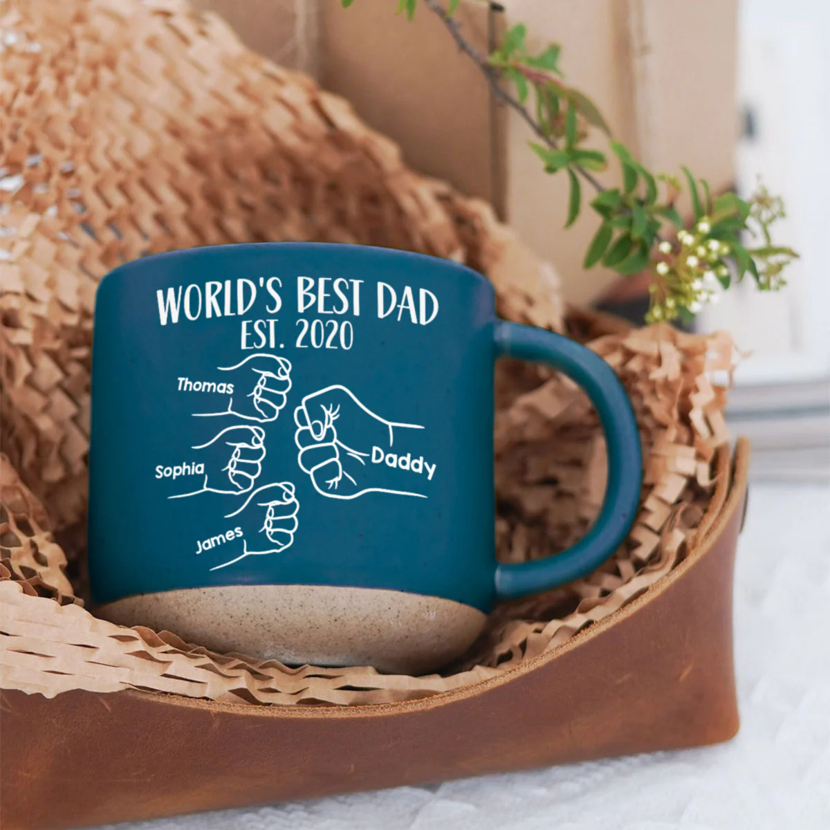 World's Best Dad Fist Bump - Personalized Pottery Mug - Gift For Dad - Image 7