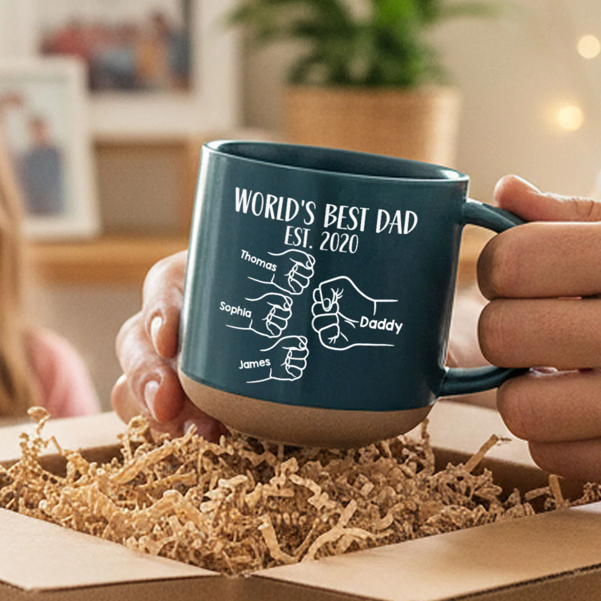 World's Best Dad Fist Bump - Personalized Pottery Mug - Gift For Dad - Image 9