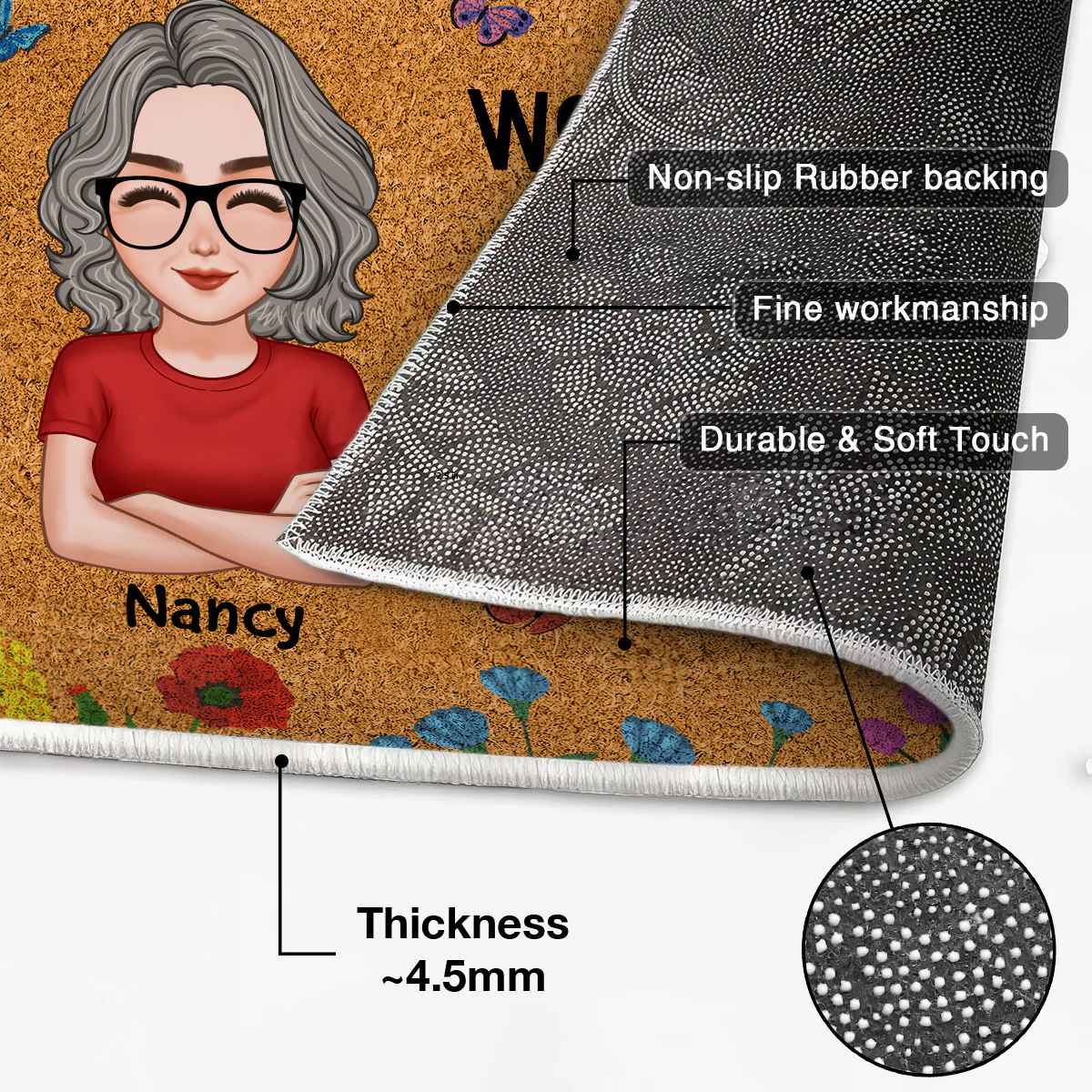 World‘s Best Grandma Grandparents Live Here Flowers Personalized Doormat - Image 4