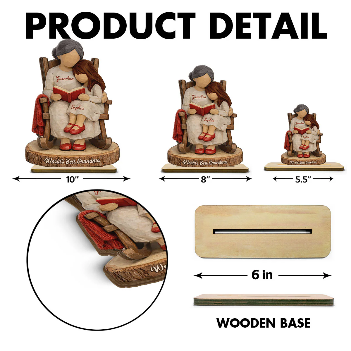 World's Best Grandma - Personalized 2-Layered Wooden Plaque - Heartfelt Gift For Mom, Grandma - Image 9