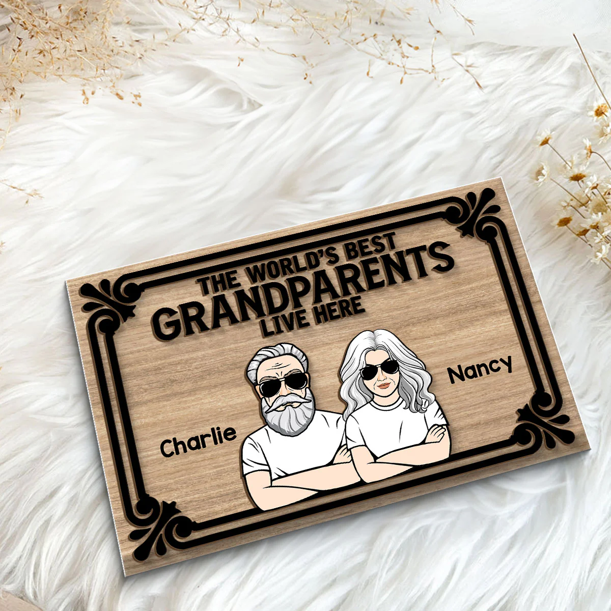 World‘s Best Grandparents Live Here Personalized 2-Layer Wooden Plaque - Image 5
