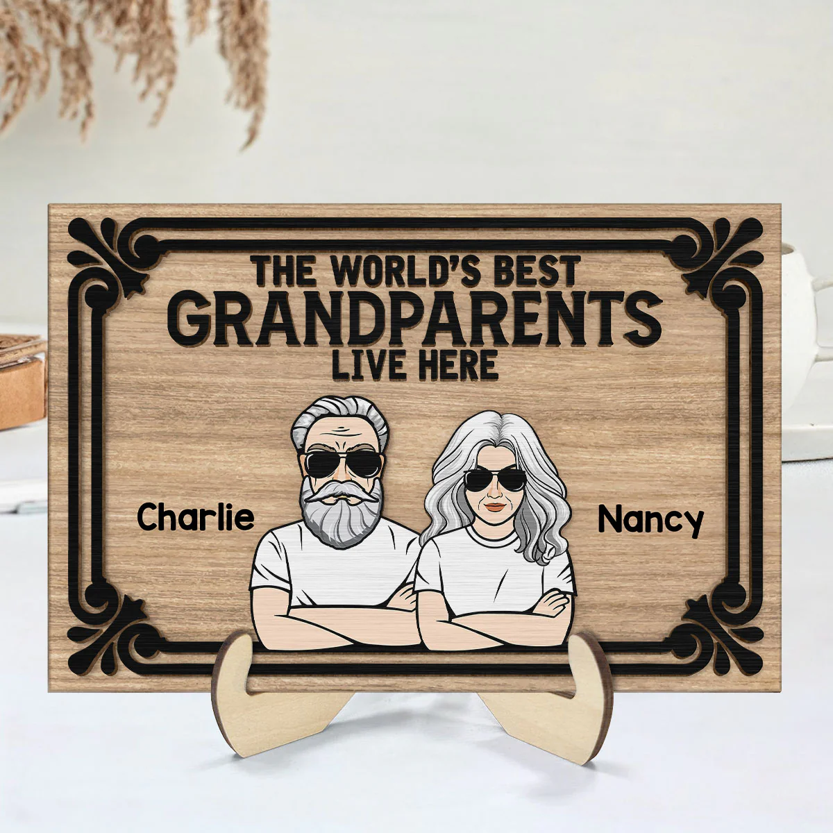 World‘s Best Grandparents Live Here Personalized 2-Layer Wooden Plaque - Image 7