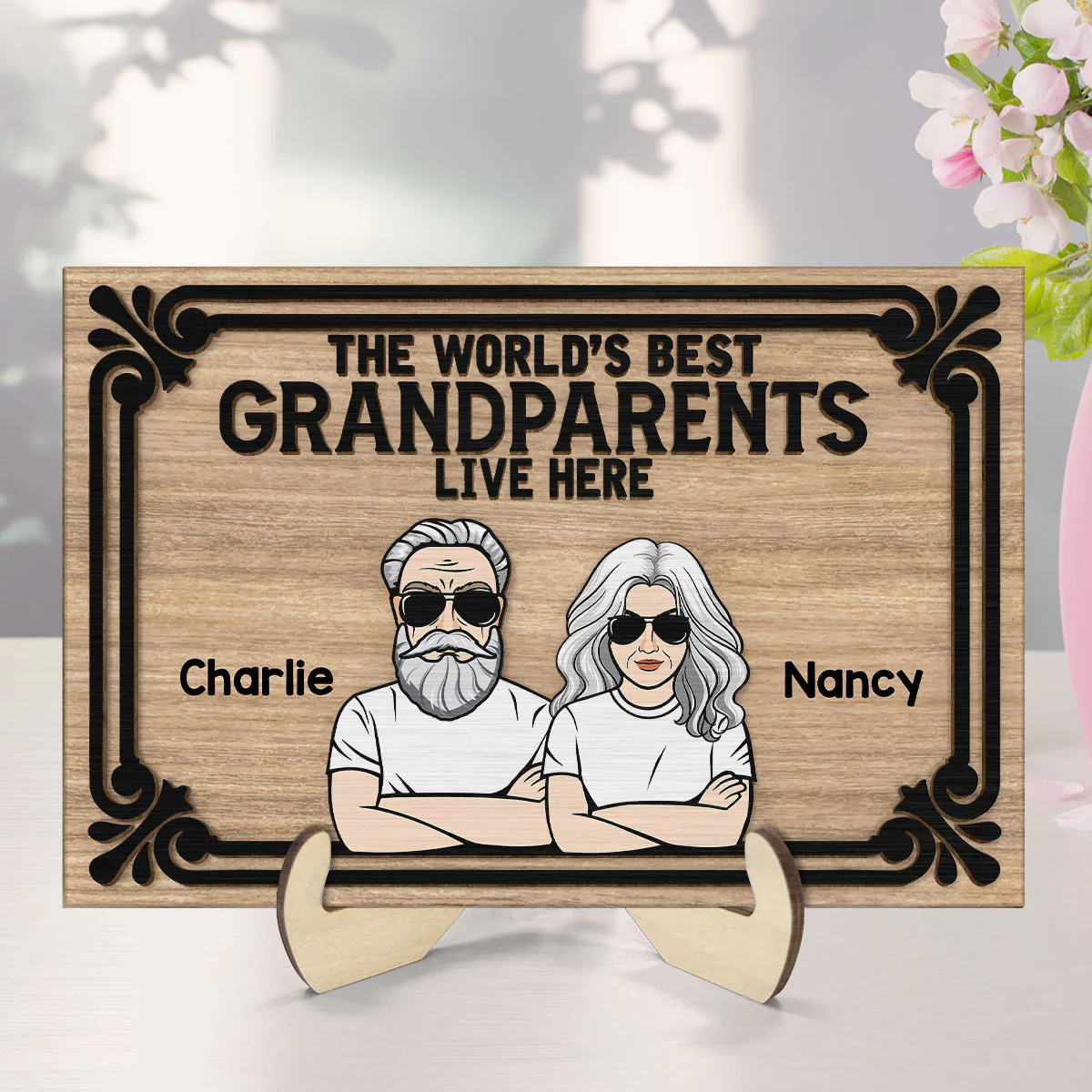World‘s Best Grandparents Live Here Personalized 2-Layer Wooden Plaque - Image 8