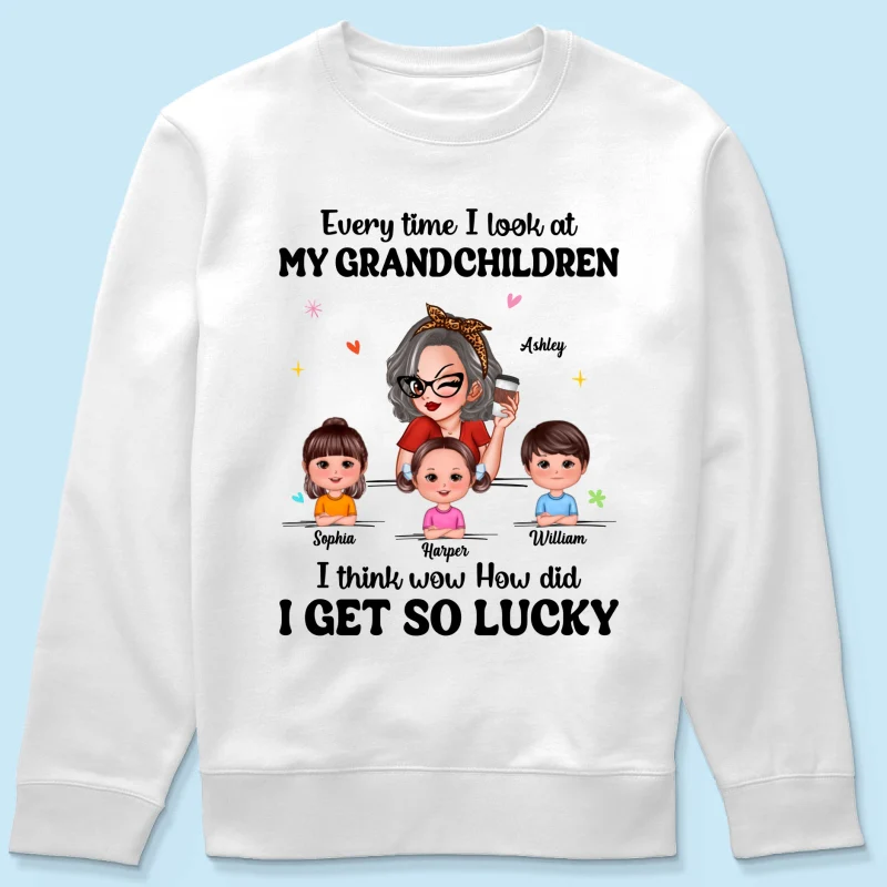 Wow How Did I Get So Lucky Personalized Shirt, Gift For Grandma - Image 19