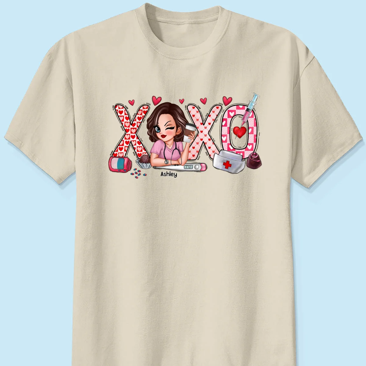 XOXO Nurse Valentines Day Shirt, Sweatshirt, Personalized Gift for Nurses - Image 11